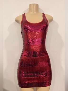Rare Sleeveless Pink Sequin Bodycon Dress